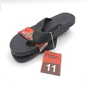 Flojos Flip Flops Men 11 Black Memory Foam Comfortable Cushioned Sandals NEW